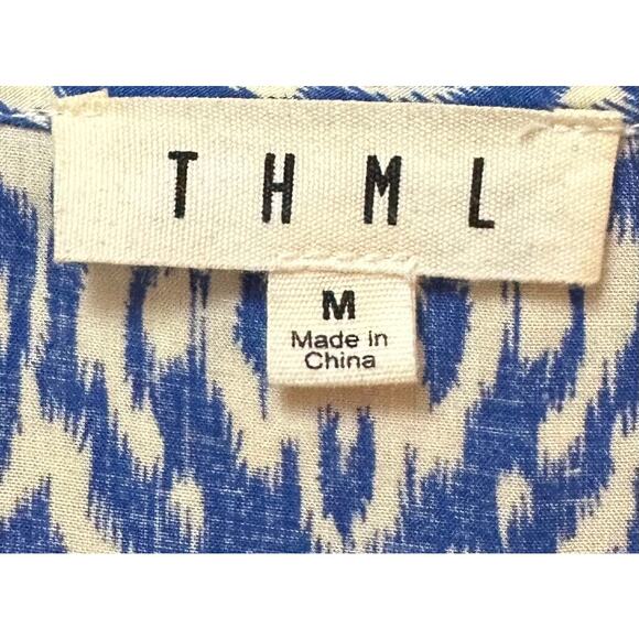 2/$30 THML Embroidered Top Blue Orange Short Sleeve Boho Size M - Picture 9 of 11